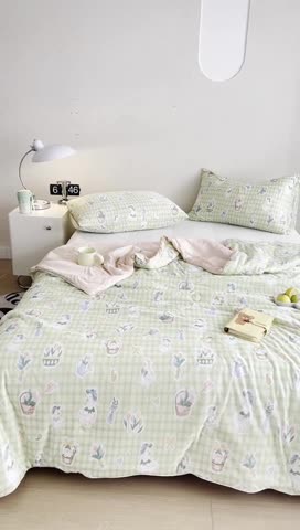 91家纺网 家纺一手货源 找家纺 有货 2023新款元气波点针织大豆被 波点露营鸭