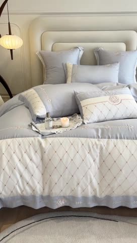 91家纺网 家纺一手货源 找家纺 曼布缇 2025新款100S莱赛尔天丝四件套 诺澜-星辰蓝