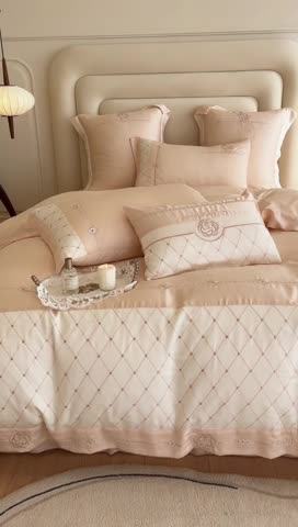 91家纺网 家纺一手货源 找家纺 曼布缇 2025新款100S莱赛尔天丝四件套 诺澜-香槟玉