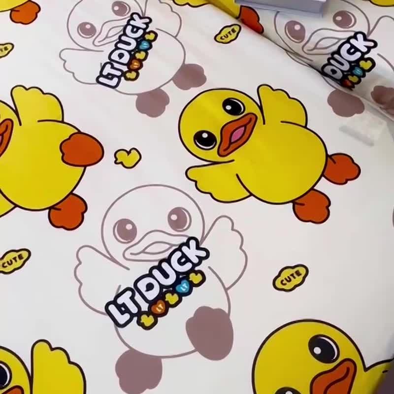 91家纺网 家纺一手货源 找家纺 小虾米 2023新款上下铺小黄鸭系列全棉床笠（可定制） 心想事成鸭