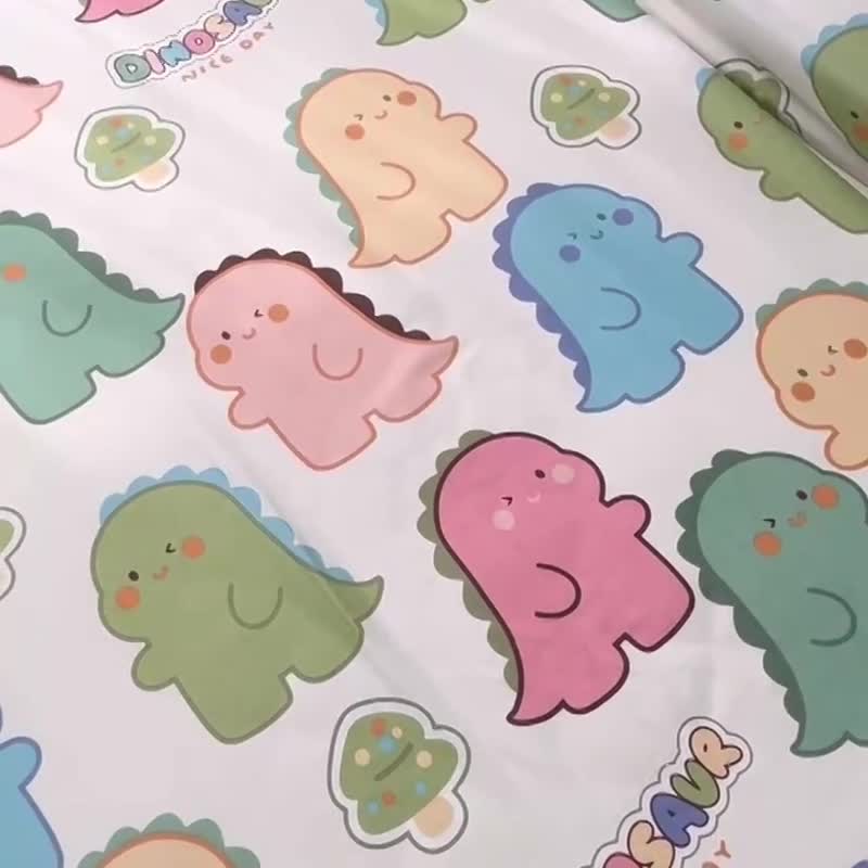 91家纺网 家纺一手货源 找家纺 小虾米 2023新款卡通系列全棉被套 活力恐龙