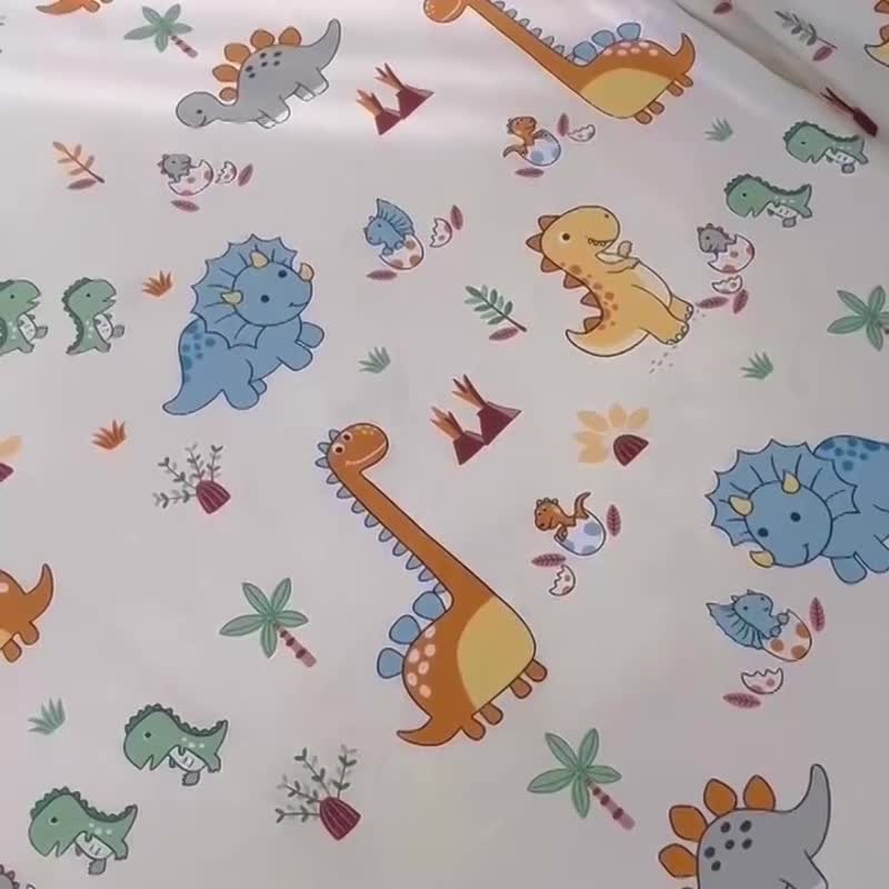 91家纺网 家纺一手货源 找家纺 小虾米 2023新款卡通系列全棉床笠（可定制） 恐龙仔仔