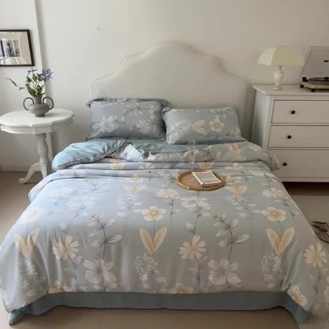 91家纺网 家纺一手货源 找家纺 优彩 2023新款60s莱赛尔天丝四件套 梦澜