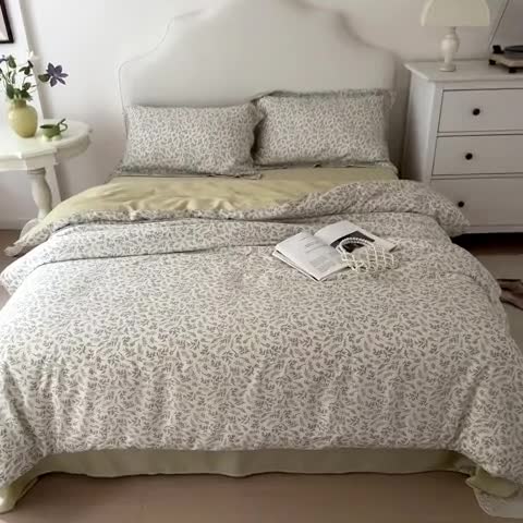 91家纺网 家纺一手货源 找家纺 优彩 2023新款60s莱赛尔天丝四件套 沐樱