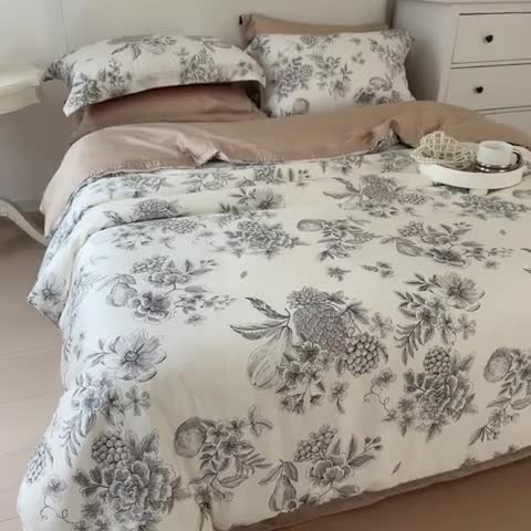 91家纺网 家纺一手货源 找家纺 优彩 2023新款60s莱赛尔天丝四件套 伊芙