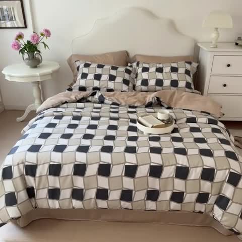 91家纺网 家纺一手货源 找家纺 优彩 2023新款60s莱赛尔天丝四件套 至尚