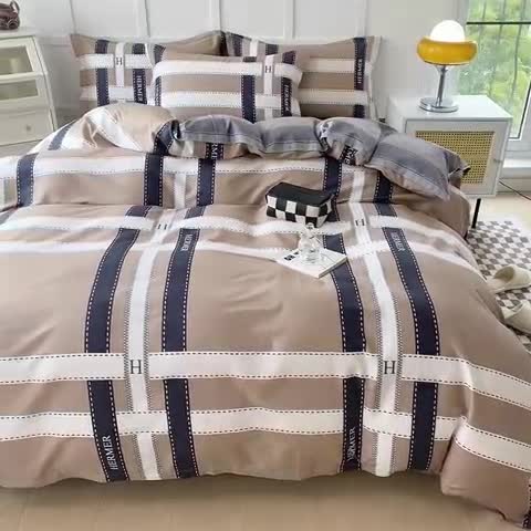 91家纺网 家纺一手货源 找家纺 帛织澜  2025新款全棉喷气12868系列纯棉四件套 格调印象-咖