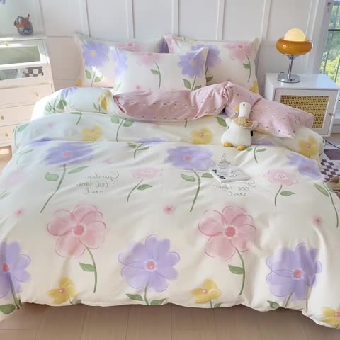 91家纺网 家纺一手货源 找家纺 帛织澜  2025新款全棉喷气12868系列纯棉四件套 惊鸿仙子