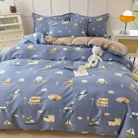 91家纺网 家纺一手货源 找家纺 帛织澜 2025新款全棉喷气12868系列纯棉单被套 玩具乐园-兰