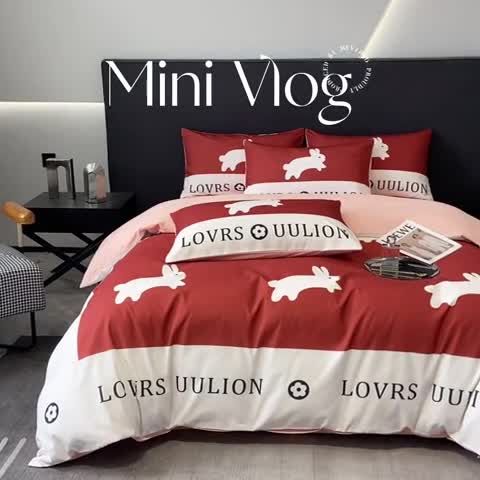 91家纺网 家纺一手货源 找家纺 花沐 2025新款轻奢潮牌亲肤棉纯棉四件套 轻奢小兔