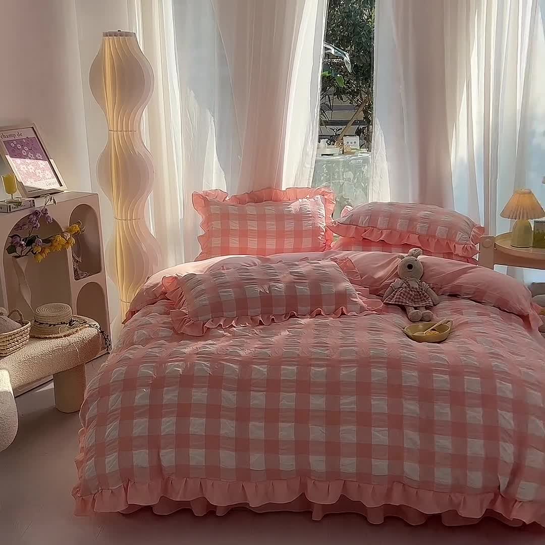 91家纺网 家纺一手货源 找家纺 （总）梦之岛 2023新款韩版无印风泡泡纱四件套