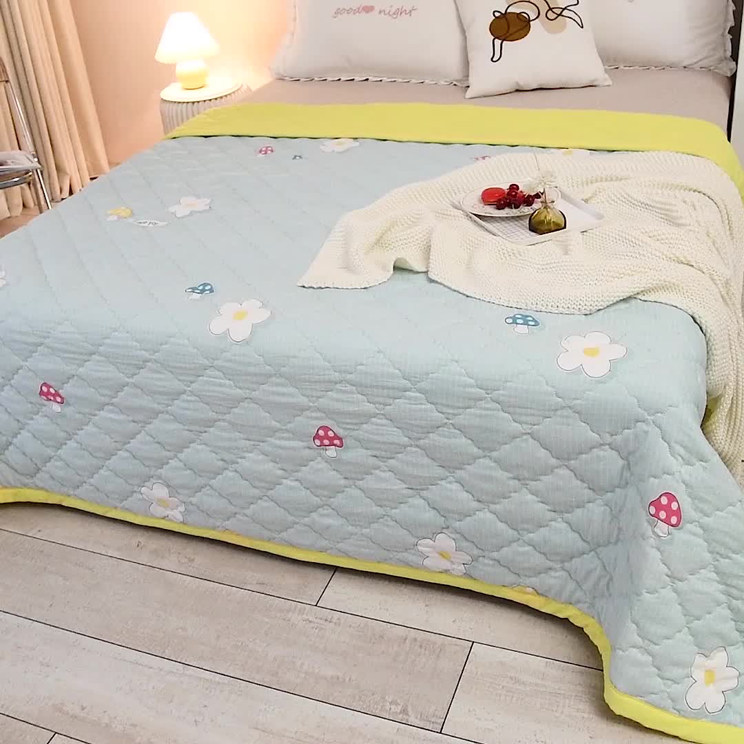 91家纺网 家纺一手货源 找家纺 被多多2023新款水洗棉印花夏凉被空调被 水光潋滟