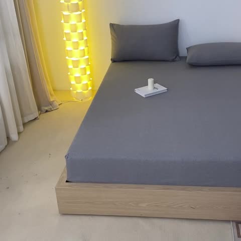 91家纺网 家纺一手货源 找家纺 蓝巢家纺 2023新款A类母婴级四季可用全棉老粗布单品系列单床笠 月白灰