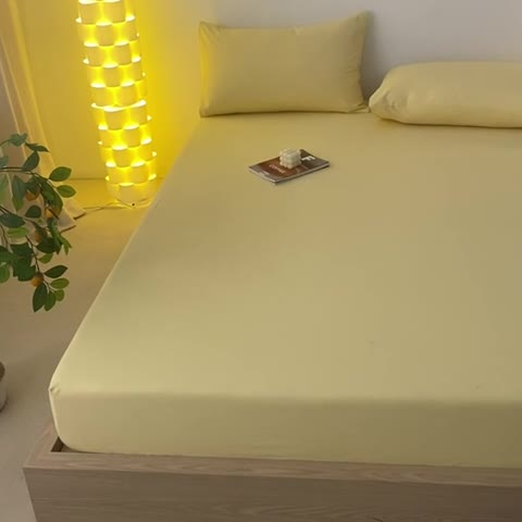 91家纺网 家纺一手货源 找家纺 蓝巢家纺 2023新款A类母婴级四季可用全棉老粗布单品系列单床笠 月白黄