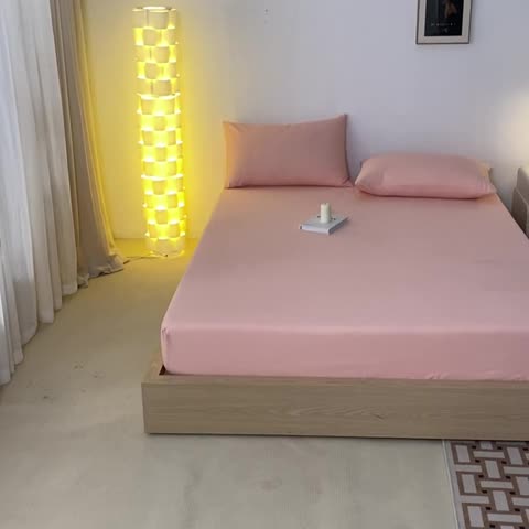 91家纺网 家纺一手货源 找家纺 蓝巢家纺 2023新款A类母婴级四季可用全棉老粗布单品系列单床笠 月白粉