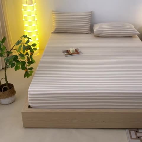 91家纺网 家纺一手货源 找家纺 蓝巢家纺 2023新款A类母婴级四季可用全棉老粗布单品系列单床笠 素采米