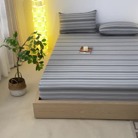 91家纺网 家纺一手货源 找家纺 蓝巢家纺 2023新款A类母婴级四季可用全棉老粗布单品系列单床笠 晴山灰