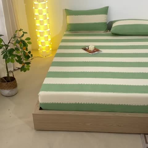 91家纺网 家纺一手货源 找家纺 蓝巢家纺 2023新款A类母婴级四季可用全棉老粗布单品系列单床笠 旷野绿