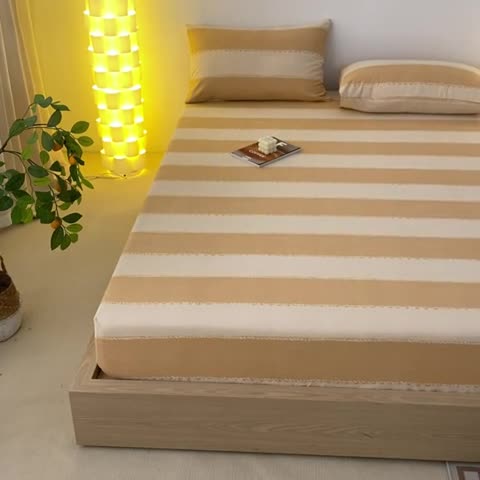 91家纺网 家纺一手货源 找家纺 蓝巢家纺 2023新款A类母婴级四季可用全棉老粗布单品系列单床笠 旷野桔