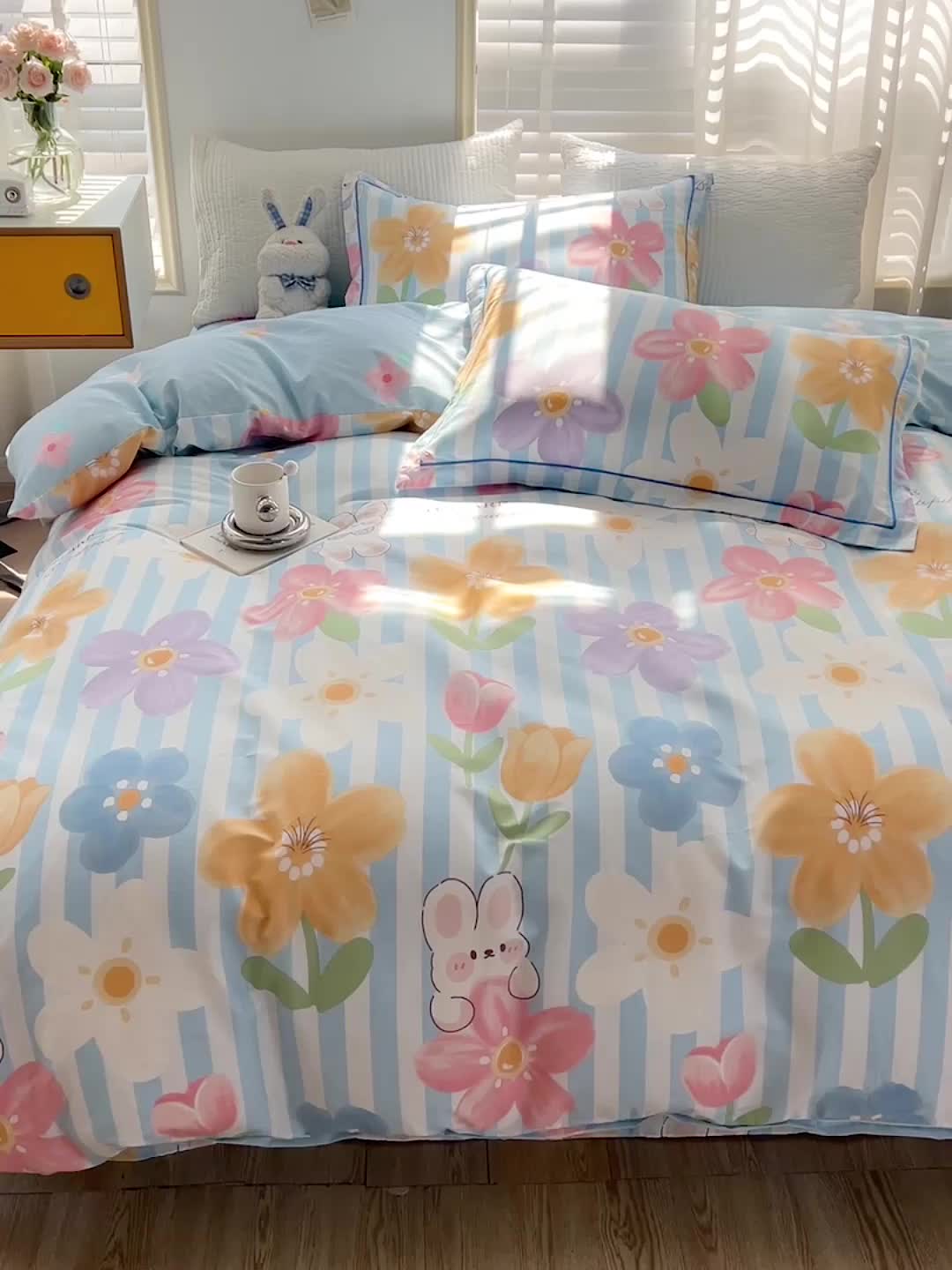 91家纺网 家纺一手货源 找家纺 乐童 2024网红直播爆款吊边＋一字绣工艺款四件套（五） 爱依莲