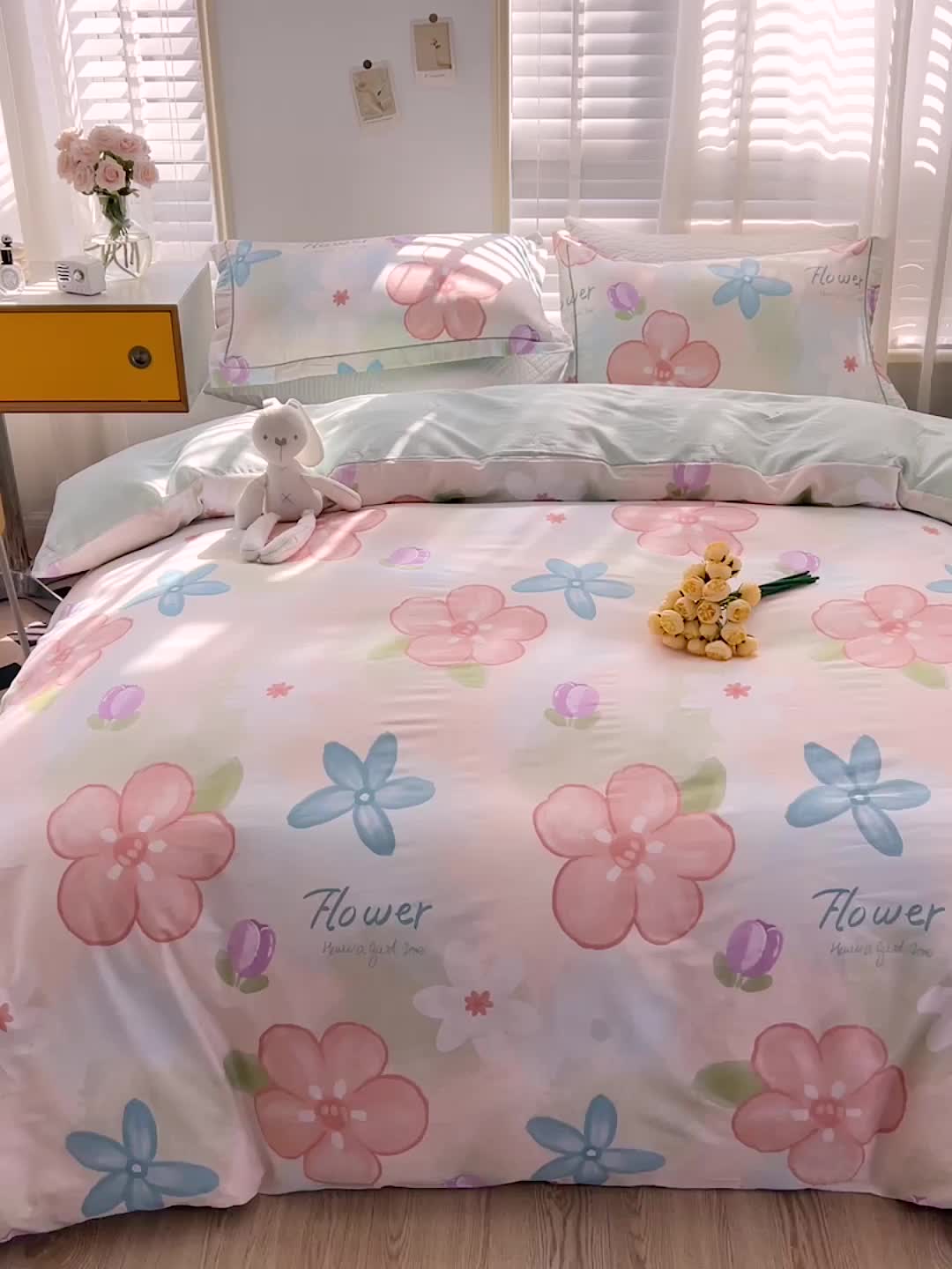 91家纺网 家纺一手货源 找家纺 乐童 2024网红直播爆款吊边＋一字绣工艺款四件套（五） 夏天