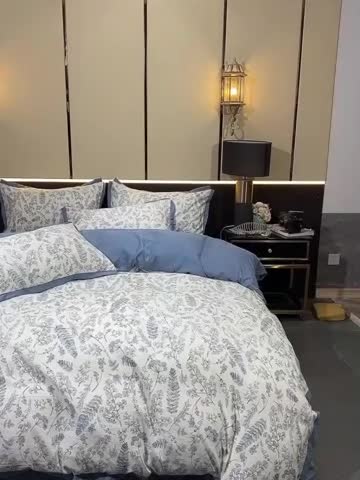 91家纺网 家纺一手货源 找家纺 梦柏 双层纱棉麻四件套 花季