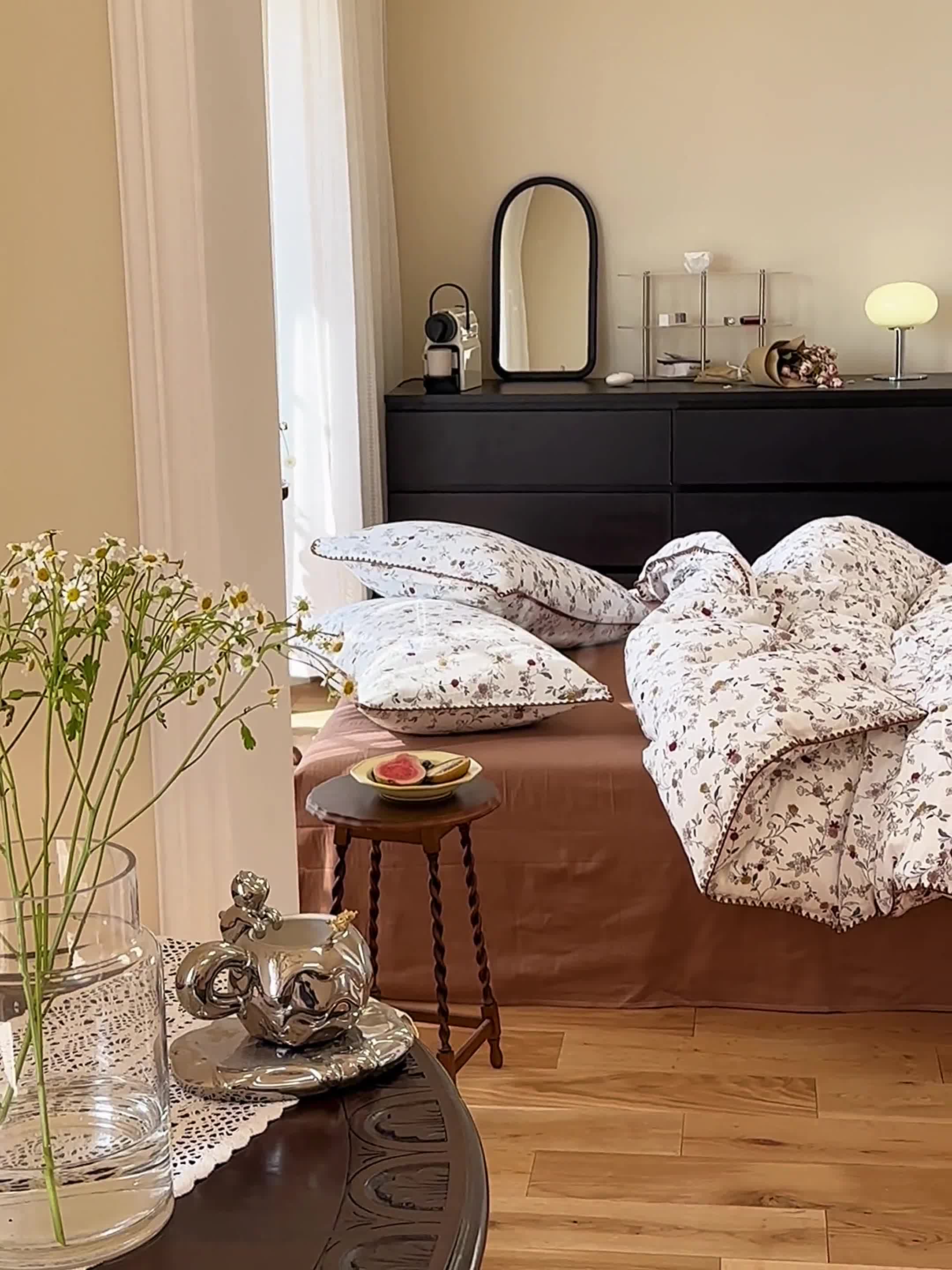 91家纺网 家纺一手货源 找家纺 洋铭区 2023新款双层纱四件套系列 小紫花束