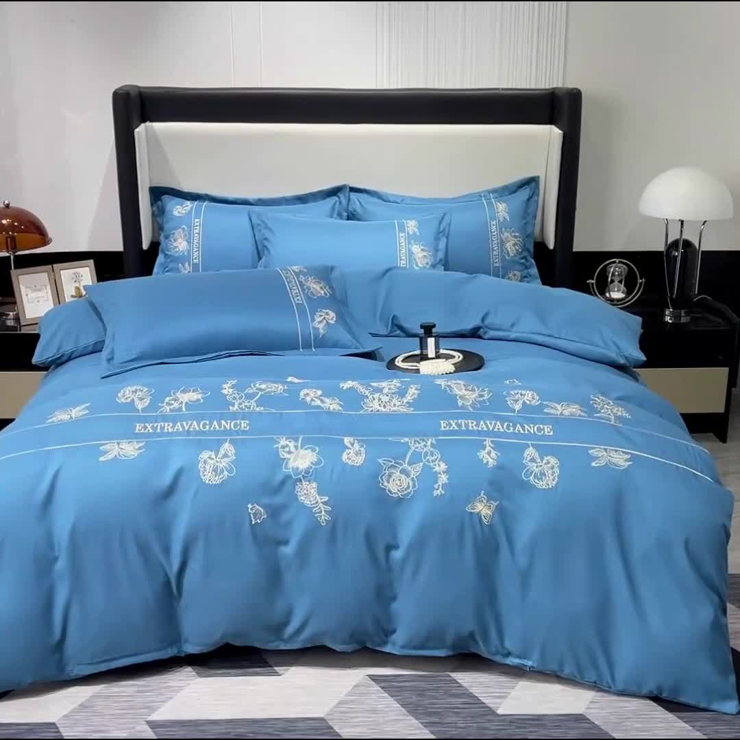 91家纺网 家纺一手货源 找家纺 靓生活 2023新款纯色轻奢水洗磨毛绣花四件套-爱情玫瑰 爱情玫瑰-宾利兰