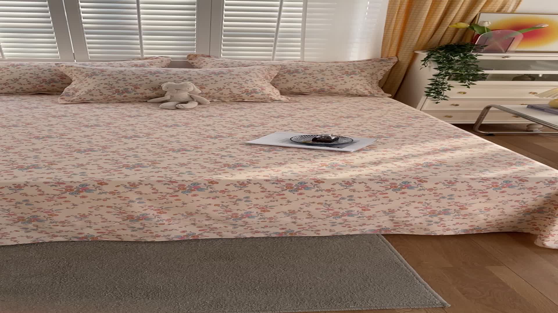 91家纺网 家纺一手货源 找家纺 宝齐莱 2023新款13372全棉印花单床单 静香