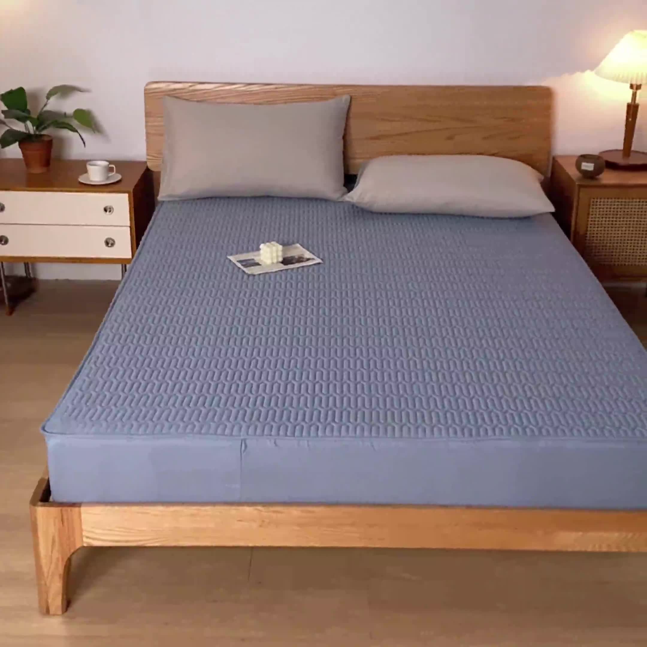 91家纺网 家纺一手货源 找家纺 鑫钰 2023新款经典款防水床笠 金典款-湖蓝