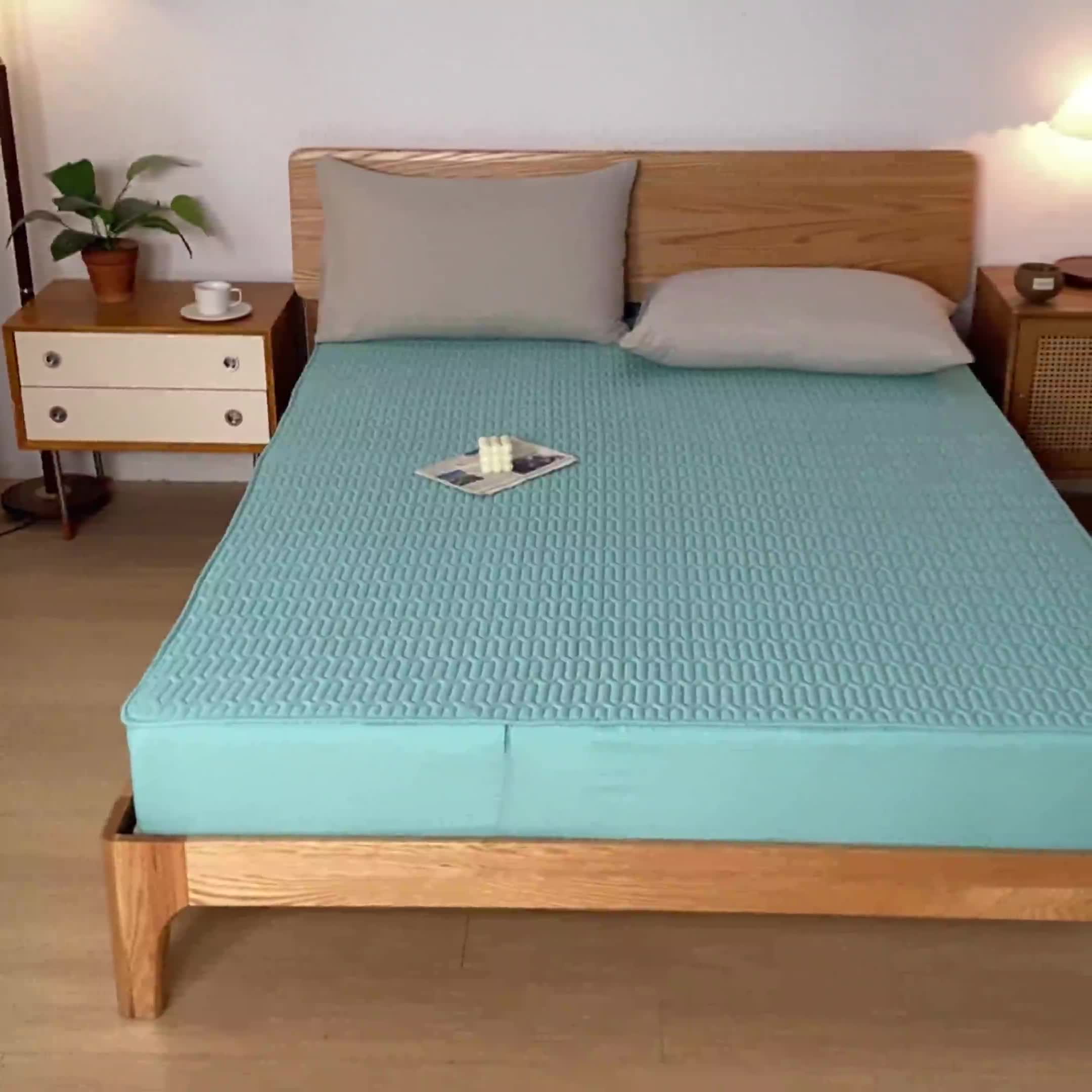 91家纺网 家纺一手货源 找家纺 鑫钰 2023新款经典款防水床笠 金典款-天空蓝