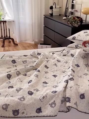 91家纺网 家纺一手货源 找家纺 洋铭区  2023双层纱夏被 小嘟熊