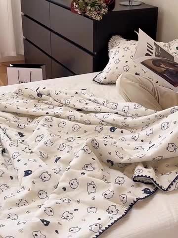 91家纺网 家纺一手货源 找家纺 洋铭区  2023双层纱夏被 小萌狗