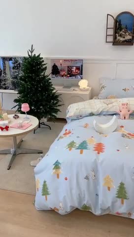 91家纺网 家纺一手货源 找家纺 昔可 2023春日新款全棉3 圣诞女孩