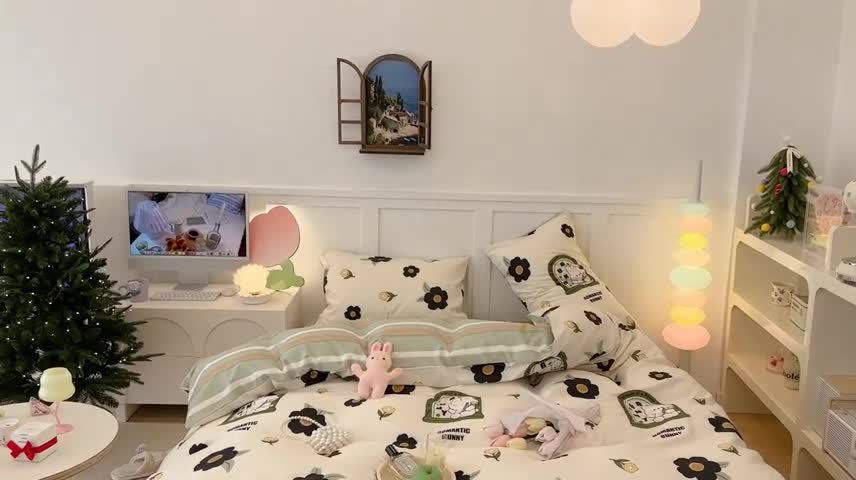 91家纺网 家纺一手货源 找家纺 昔可 2023春日新款全棉3 黑花小兔几