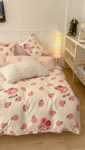 91家纺网 家纺一手货源 找家纺 昔可 2023春日新款全棉3 粉果果兔