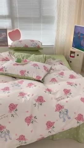 91家纺网 家纺一手货源 找家纺 昔可 2023春日新款全棉3 春日丝带玫瑰