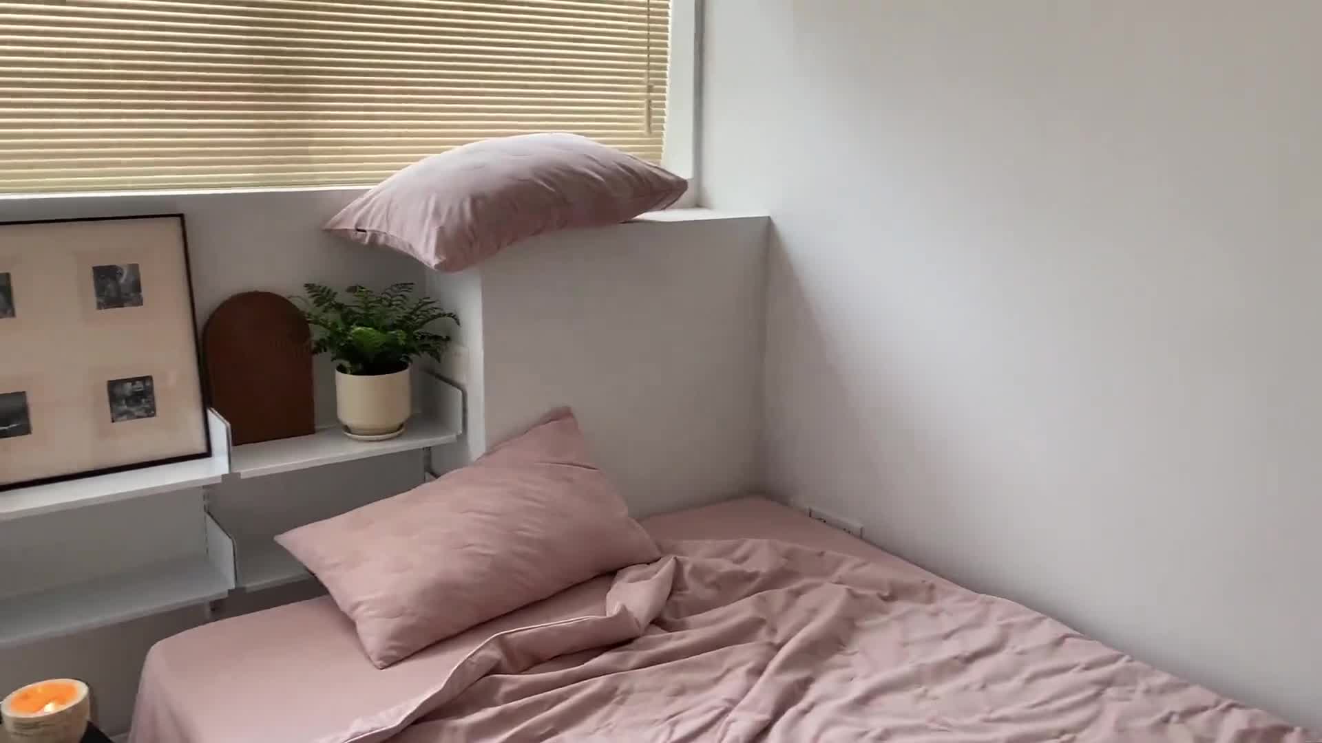 91家纺网 家纺一手货源 找家纺 莱福仕家纺2024新款泡芙水洗棉大豆夏被 爱心-蜜桃粉