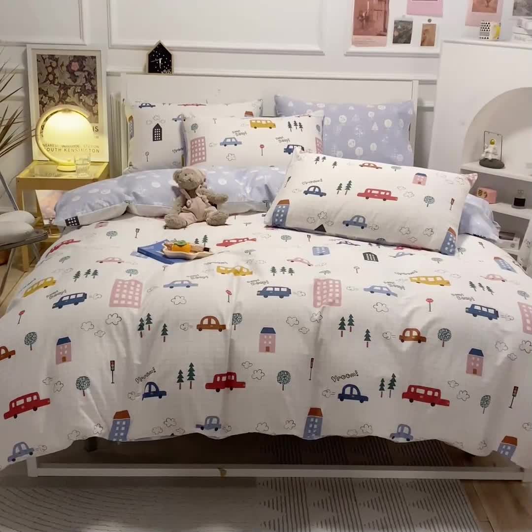 91家纺网 家纺一手货源 找家纺 晨希 2023新款全棉印花四件套 小心愿