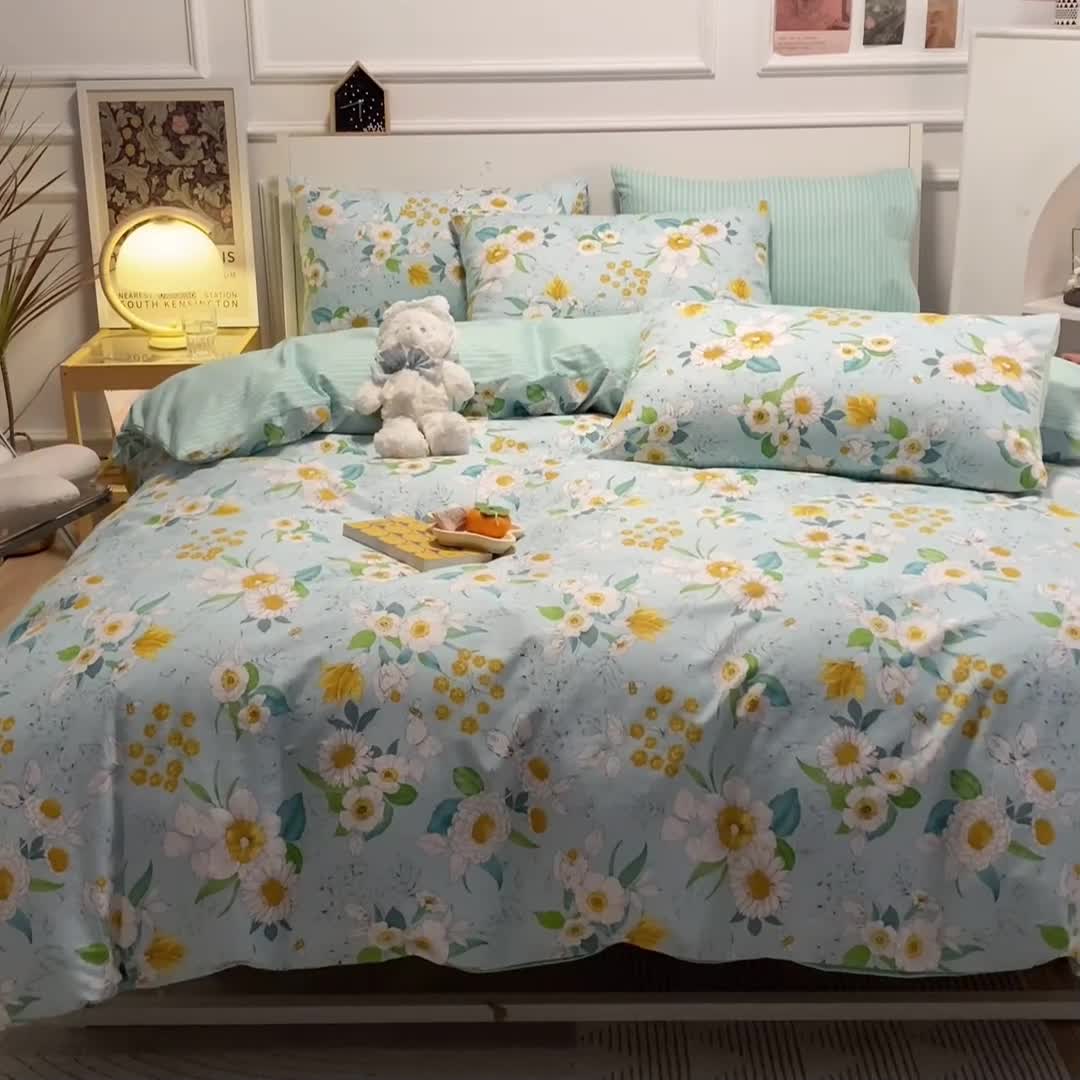 91家纺网 家纺一手货源 找家纺 晨希 2023新款全棉印花四件套 蓓蕾