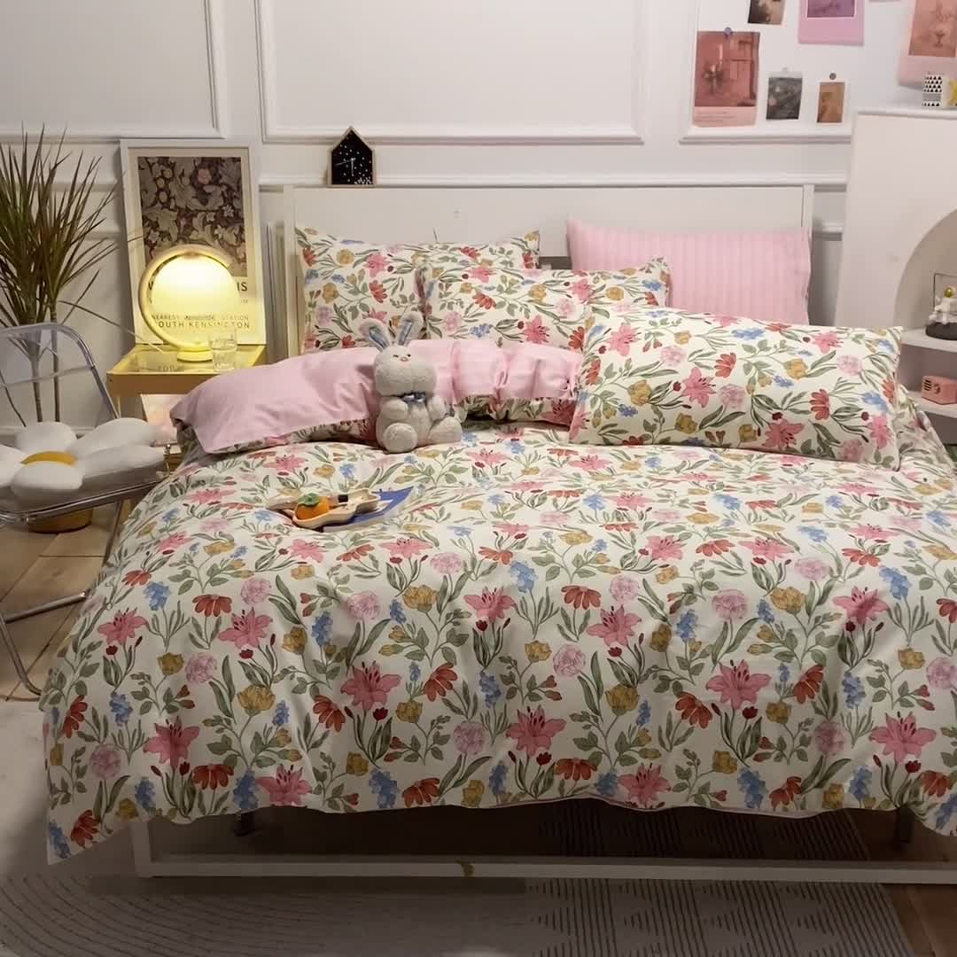 91家纺网 家纺一手货源 找家纺 晨希 2023新款全棉印花四件套 百花园