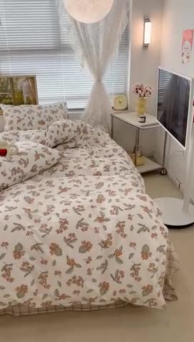 91家纺网 家纺一手货源 找家纺 昔可 2023新款复古花全棉 满园枇杷