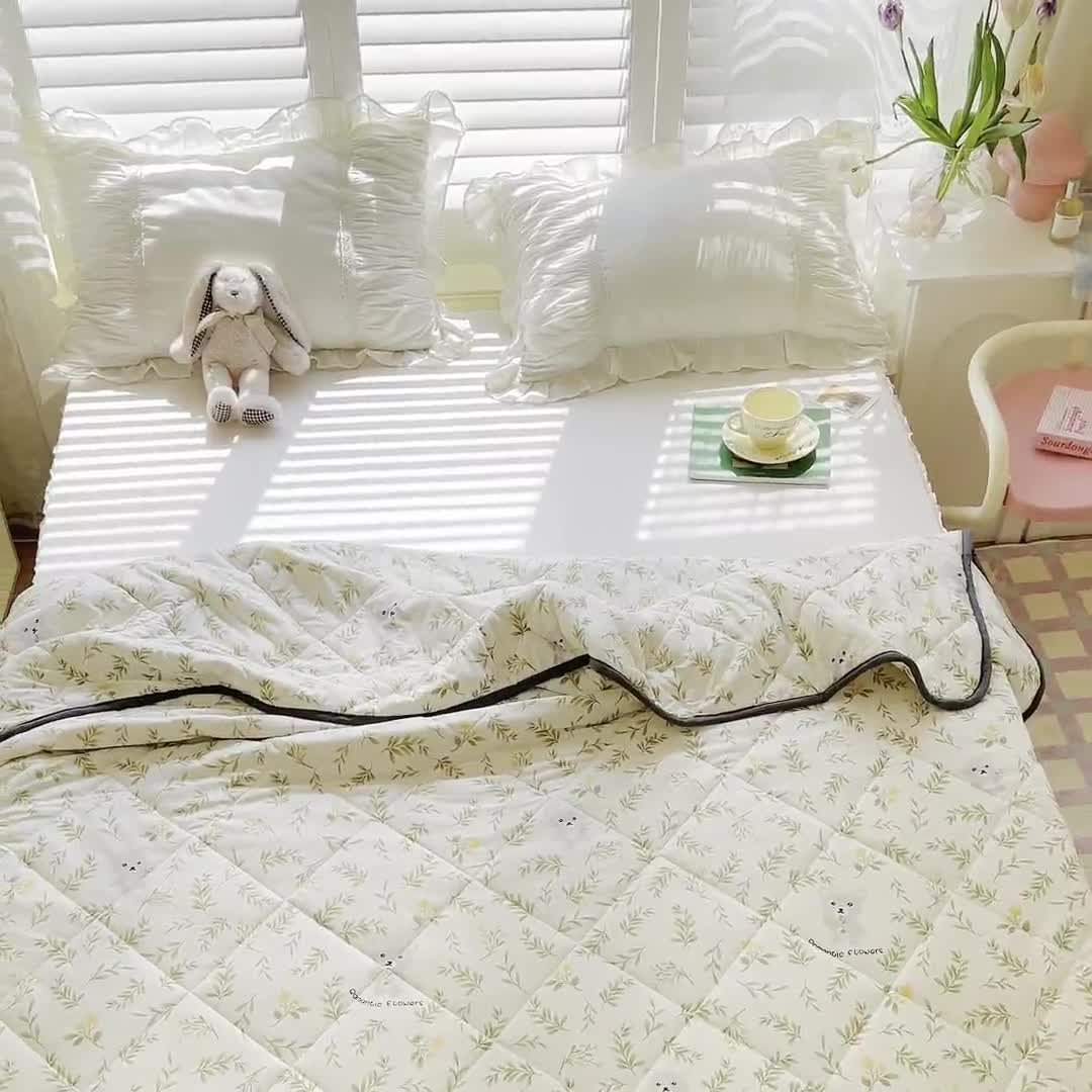 91家纺网 家纺一手货源 找家纺 琪格格 2023新款A类针织棉夏被 风铃草