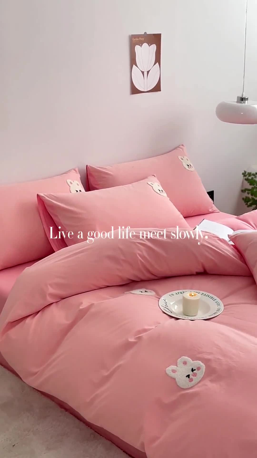 91家纺网 家纺一手货源 找家纺 雅居纺 2023新款全棉毛巾绣四件套 兔宝宝