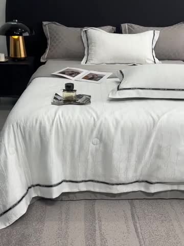 91家纺网 家纺一手货源 找家纺 优悦 2023新款提花冰丝夏被套件系列 罗马-香槟