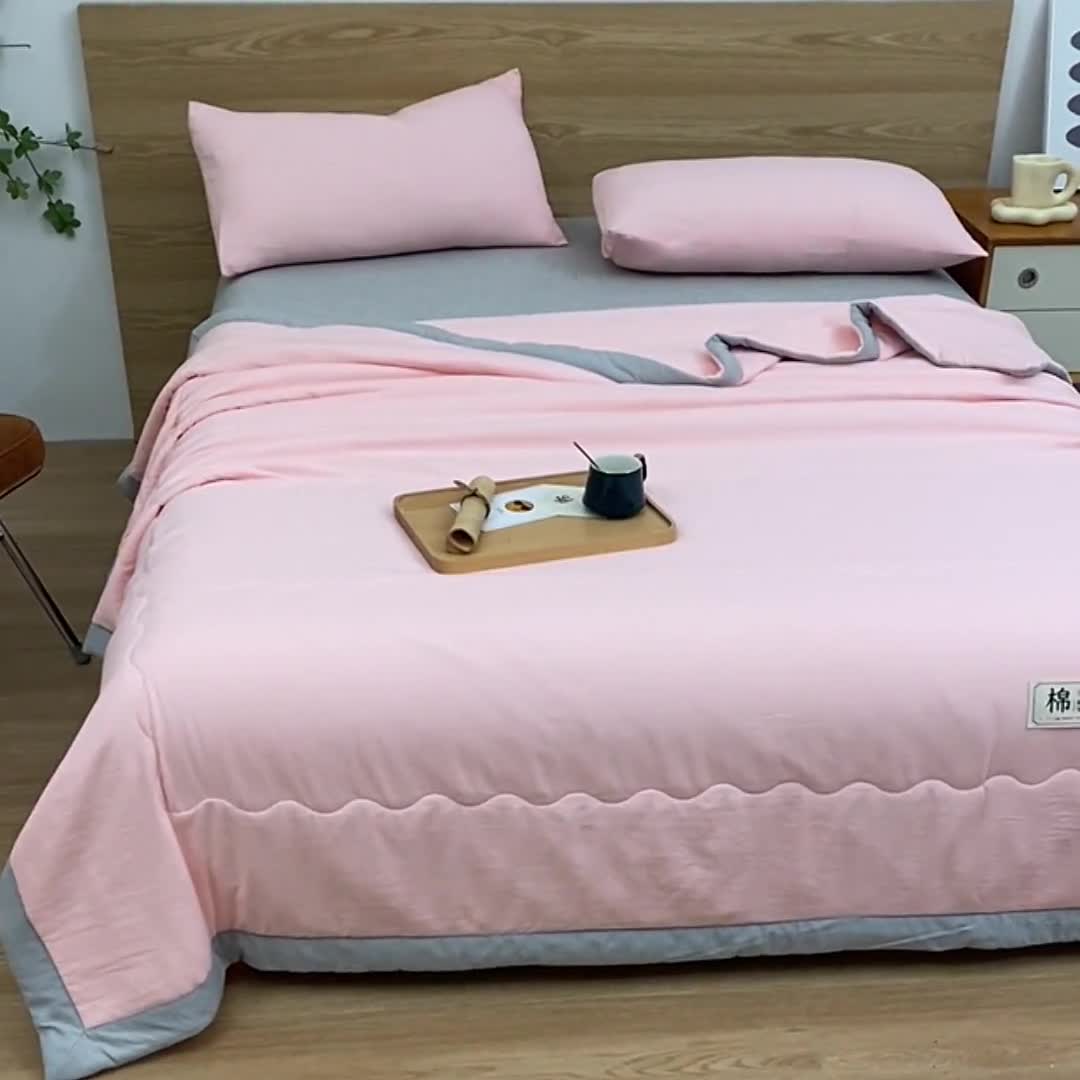 91家纺网 家纺一手货源 找家纺 （总）猎鹿人 2023新款纯色水洗棉纱棉花夏被