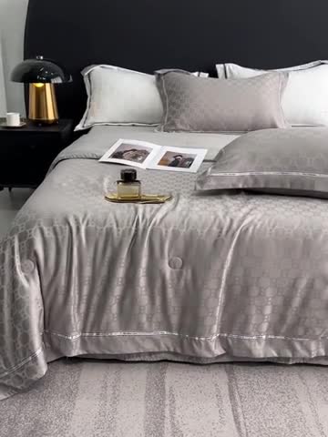 91家纺网 家纺一手货源 找家纺 优悦 2023新款提花冰丝夏被套件系列 罗马-灰
