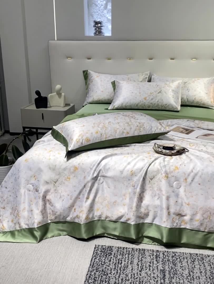 91家纺网 家纺一手货源 找家纺 澳梵家居 2023新款3M工艺雪莲天丝夏被四件套 浮生若梦