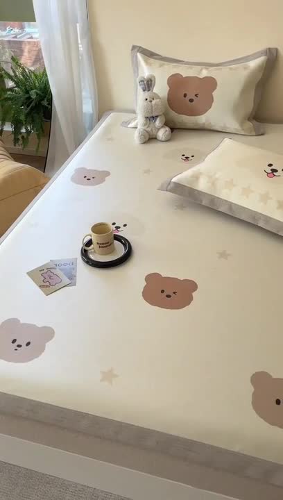 91家纺网 家纺一手货源 找家纺 时年 2023新款水洗冰丝凉席 萌宠