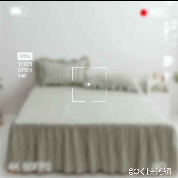 91家纺网 家纺一手货源 找家纺 忘忧草 2023新款全棉色织水洗棉床裙纯棉格子 雅尚-绿小格